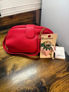 Free‎ Assembly Red Shoulder Bag With Strawberry Bag Charm
